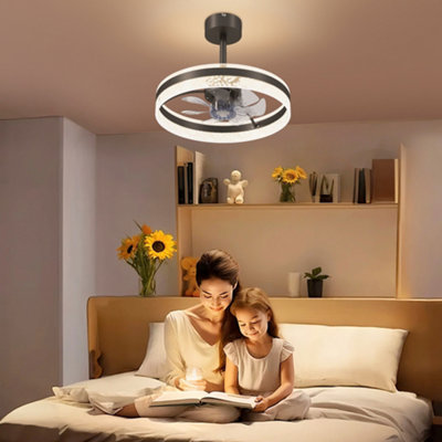 HOMCOM Ceiling Fan Light with 3 Colour, Timer, Reversible, Remote, Black
