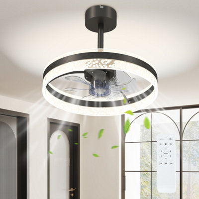 HOMCOM Ceiling Fan Light with 3 Colour, Timer, Reversible, Remote, Black