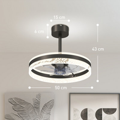 HOMCOM Ceiling Fan Light with 3 Colour, Timer, Reversible, Remote, Black