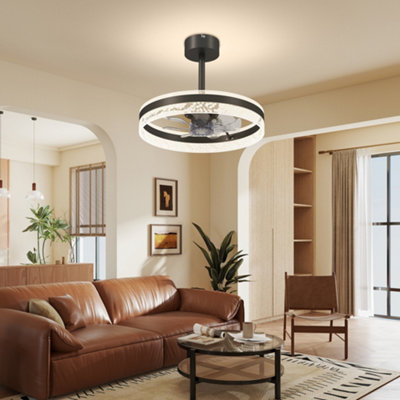 HOMCOM Ceiling Fan Light with 3 Colour, Timer, Reversible, Remote, Black