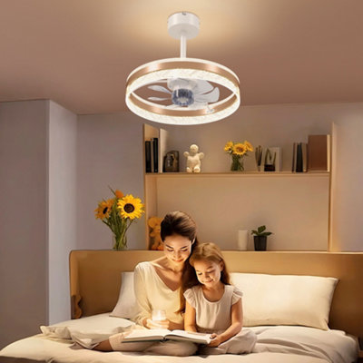 HOMCOM Ceiling Fan Light with 3 Colour, Timer, Reversible, Remote, Gold