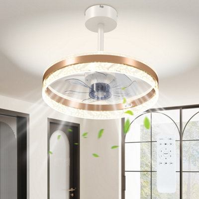 HOMCOM Ceiling Fan Light with 3 Colour, Timer, Reversible, Remote, Gold