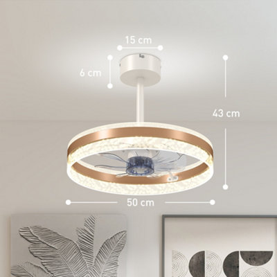 HOMCOM Ceiling Fan Light with 3 Colour, Timer, Reversible, Remote, Gold
