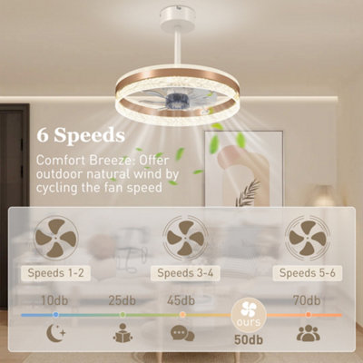 HOMCOM Ceiling Fan Light with 3 Colour, Timer, Reversible, Remote, Gold