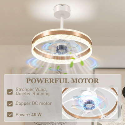 HOMCOM Ceiling Fan Light with 3 Colour, Timer, Reversible, Remote, Gold