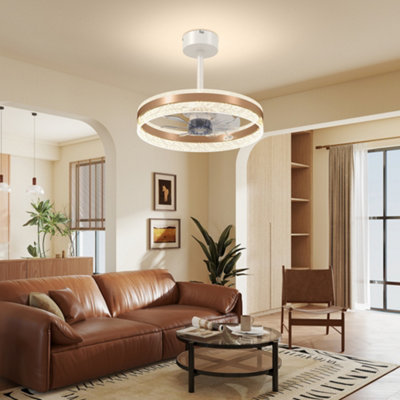 HOMCOM Ceiling Fan Light with 3 Colour, Timer, Reversible, Remote, Gold