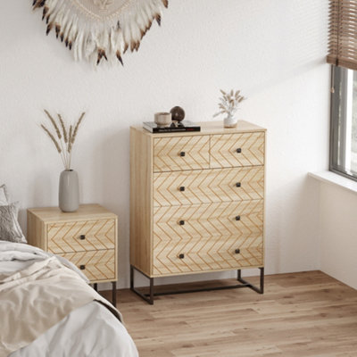 HOMCOM Chest Of 5 Drawers Storage Unit Unique Zigzag Design Anti Tip & Top