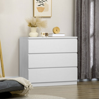 HOMCOM Chest of Drawers, 3 Drawer Storage Cabinet Unit for Bedroom, White