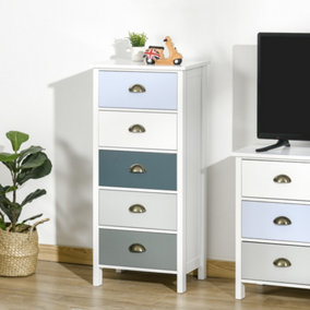 HOMCOM Chest of Drawers, 5 Drawer Storage Organizer Unit Bedroom, Blue