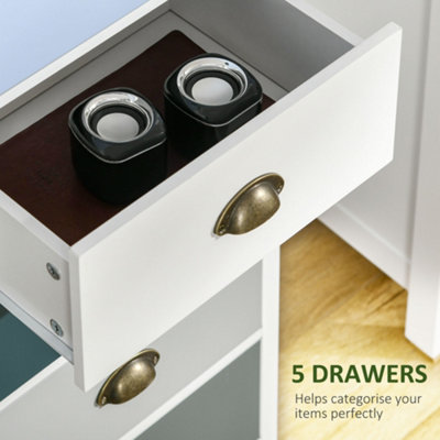 HOMCOM Chest of Drawers, 5 Drawer Storage Organizer Unit Bedroom, Blue