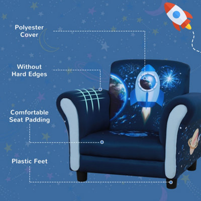 HOMCOM Child Armchair Kids Mini Sofa Chair with Armrest for 3-6 Years Old Blue