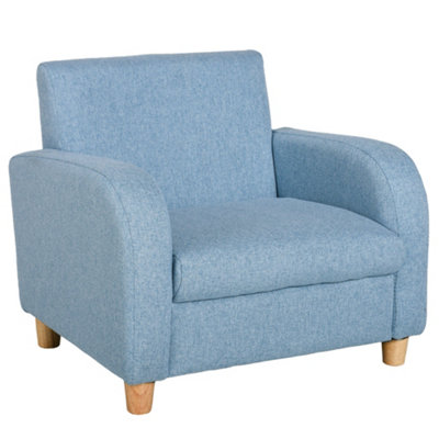 HOMCOM Child Armchair Wood Frame w/ Padding Seat Low-Rise Bedroom Blue