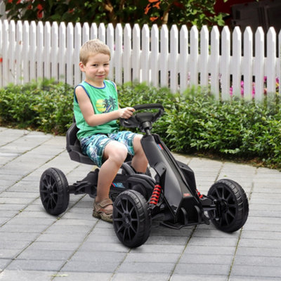 Kart à pédales pour enfant HOMCOM Go-kart siège réglable 3 positions frein à main pneus antidérapant enfant de 5 à 12 ans rouge noir - Jeux - Jouets