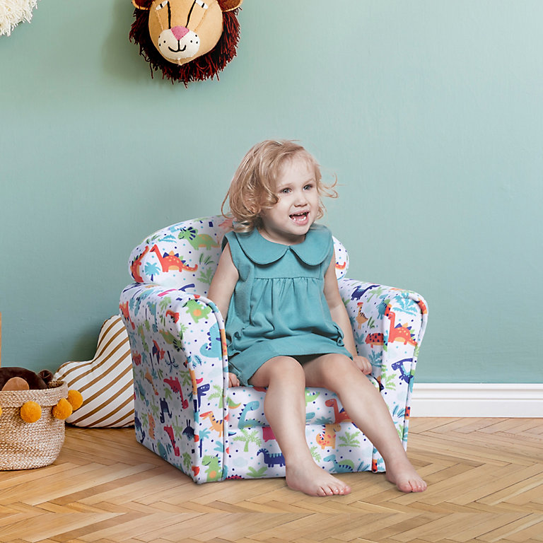 HOMCOM Children's Armchair Kids Sofa Tub Chair Seat Cartoon Flannel Wooden  | DIY at B&Q