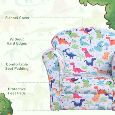 HOMCOM Children's Armchair Kids Sofa Tub Chair Seat Cartoon Flannel Wooden
