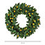 HOMCOM Christmas Wreath 50 Warm White LED Lights Ideal Artificial Decor