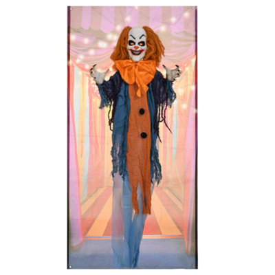 HOMCOM Circus Clown Halloween Decoration, Outdoor Animated Prop for Party