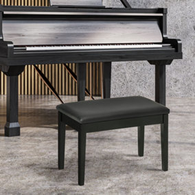 HOMCOM Classic Piano Bench Stool, PU Leather Padded Keyboard Seat Black