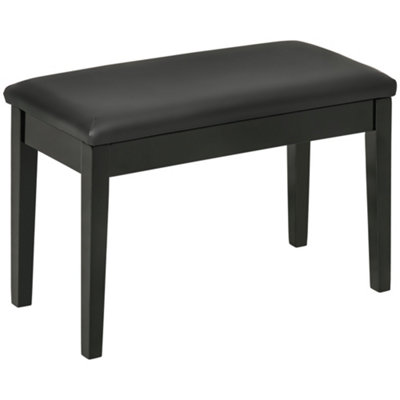 HOMCOM Classic Piano Bench Stool, PU Leather Padded Keyboard Seat Black