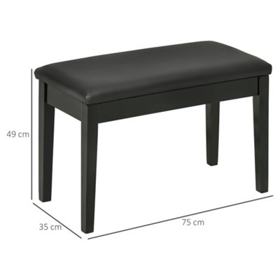 HOMCOM Classic Piano Bench Stool, PU Leather Padded Keyboard Seat Black