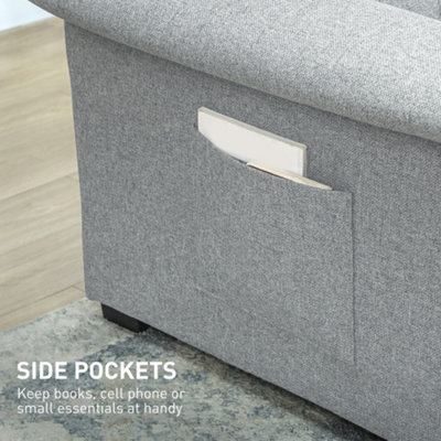 HOMCOM Click Clack Sofa Bed 2 Seater Sofa Bed for Living Room Light Grey