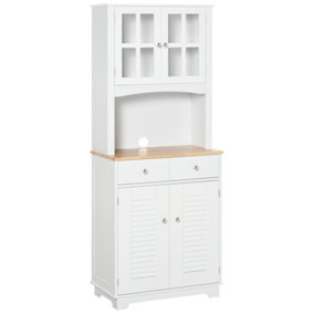 HOMCOM Coastal Kitchen Cupboard Storage Cabinet Unit for Dining Room, White