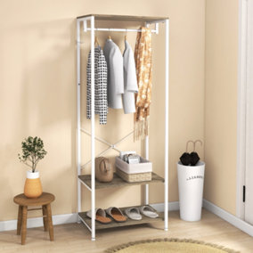 HOMCOM Coat Rack, 2-in-1 Clothes Stand with Shoe Storage for Hallway, Grey
