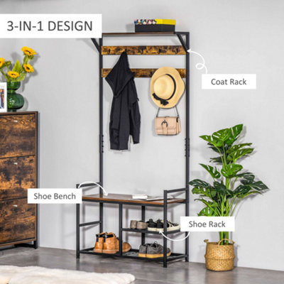 Coat Rack Shoe Bench, 4-in-1 Hall Tree Storage Bench For, 44% OFF