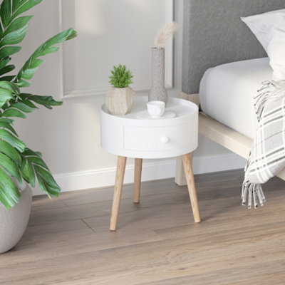 HOMCOM Coffee Table Furniture Round Corner Storage Unit Side White Office