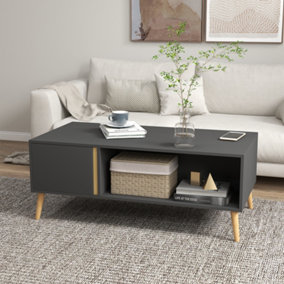HOMCOM Coffee Table Modern Centre Table with Storage Rectangular Side Table Grey