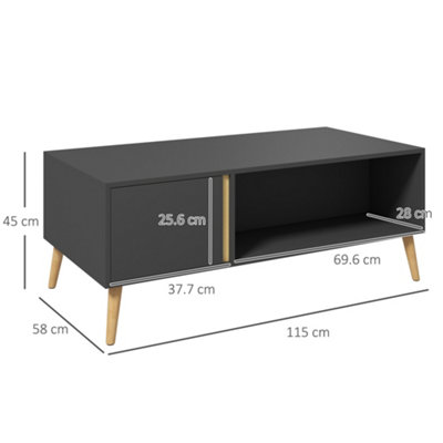 HOMCOM Coffee Table Modern Centre Table with Storage Rectangular Side Table Grey