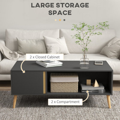 HOMCOM Coffee Table Modern Centre Table with Storage Rectangular Side Table Grey