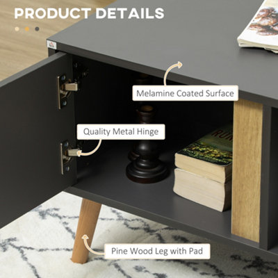 HOMCOM Coffee Table Modern Centre Table with Storage Rectangular Side Table Grey