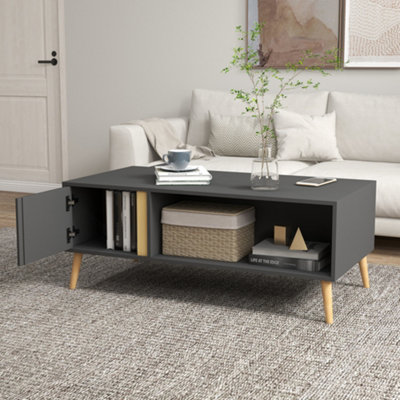 HOMCOM Coffee Table Modern Centre Table with Storage Rectangular Side Table Grey