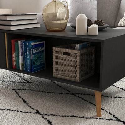 HOMCOM Coffee Table Modern Centre Table with Storage Rectangular Side Table Grey