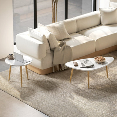 HOMCOM Coffee Table Set of 2 Nesting End Side Tables for Living Room, White