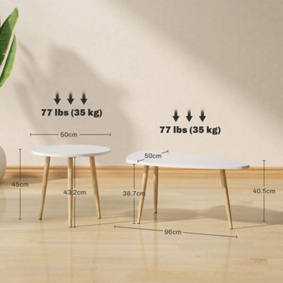 HOMCOM Coffee Table Set of 2 Nesting End Side Tables for Living Room, White