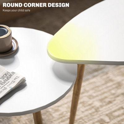 HOMCOM Coffee Table Set of 2 Nesting End Side Tables for Living Room, White