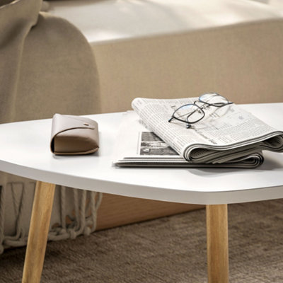 HOMCOM Coffee Table Set of 2 Nesting End Side Tables for Living Room, White