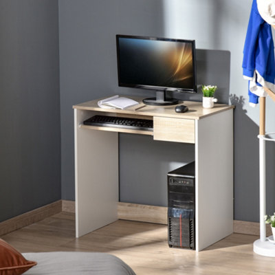 HOMCOM Compact Computer Table w/ Keyboard Tray Drawer Study Office Work ...