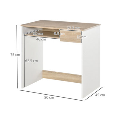 HOMCOM Compact Computer Table w/ Keyboard Tray Drawer Study Office Work ...
