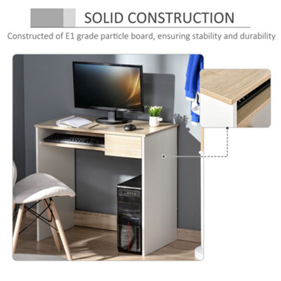 HOMCOM Compact Computer Table w/ Keyboard Tray Drawer Study Office Work ...