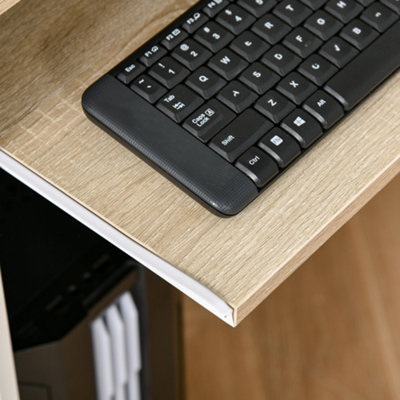 HOMCOM Compact Computer Table w/ Keyboard Tray Drawer Study Office Work ...