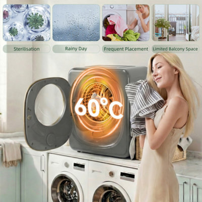 HOMCOM Compact Dryer Machine with 5 Modes, 4kg Small Tumble Dryer, Grey
