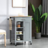 HOMCOM Compact Kitchen Trolley Utility Cart on Wheels with Open Shelf Grey
