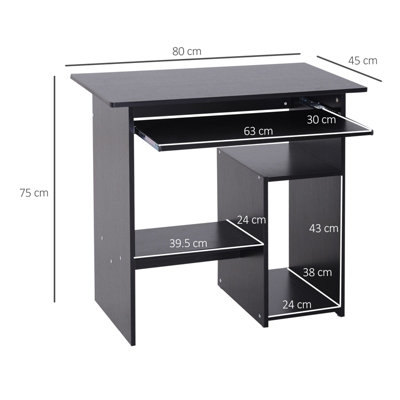 Small black desk store with drawers