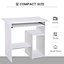 HOMCOM Compact Small Computer Table Wooden Desk Keyboard Tray Storage White