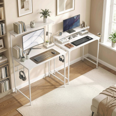HOMCOM Computer Desk, 80cm Home Office Study Table with Hutch Shelf, White