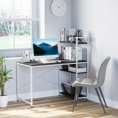 2-Tier Desktop Bookshelf For Computer Desk, Wood And Metal Desk