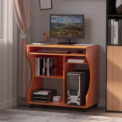 Laptop table with printer outlet shelf